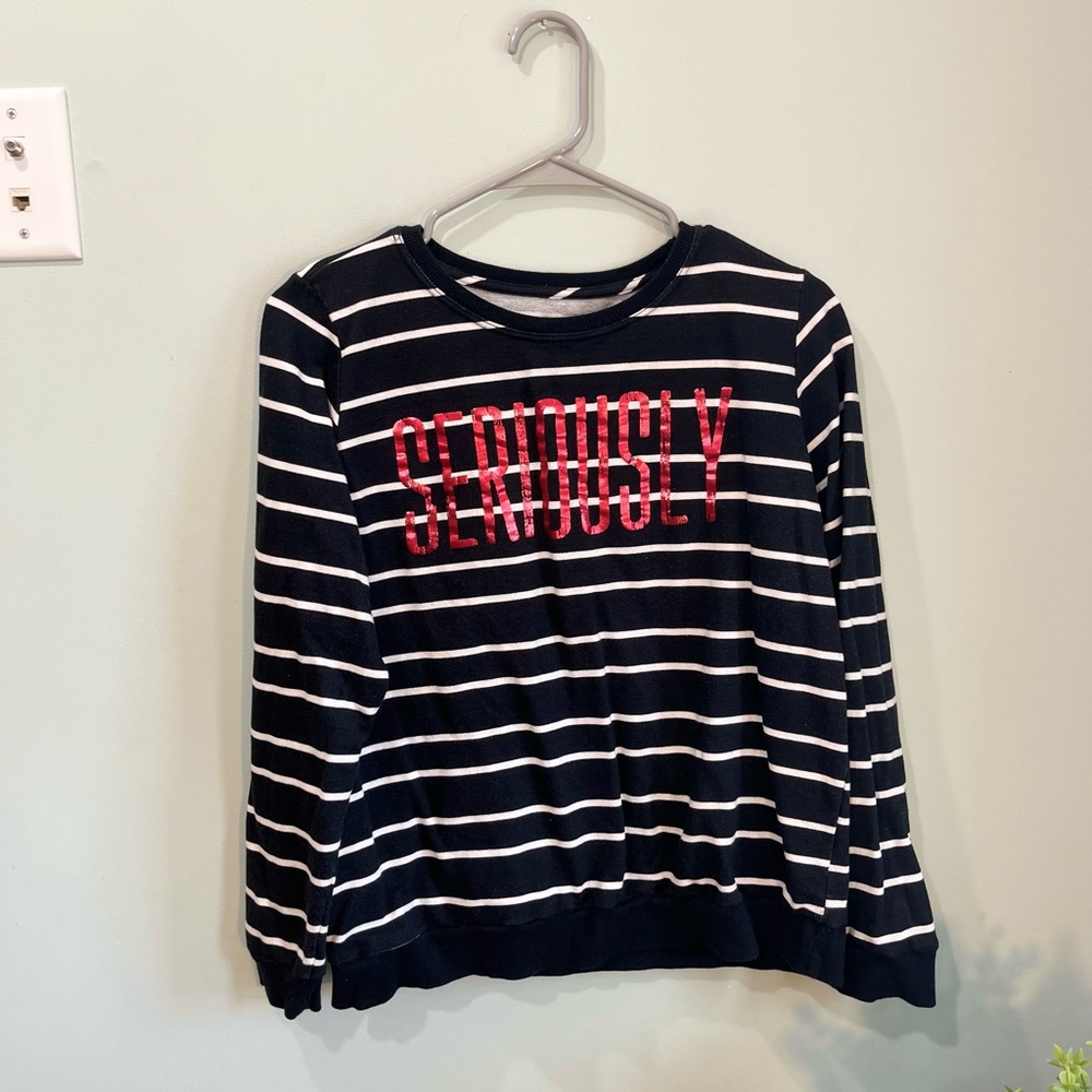 “Seriously” Striped Sweater